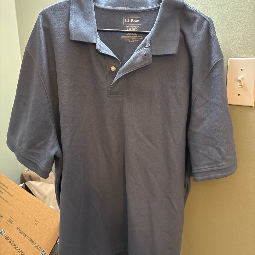 L.L. Bean Men's Polo Shirt - Navy Blue XXL